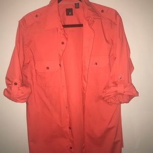 Red casual button up shirt